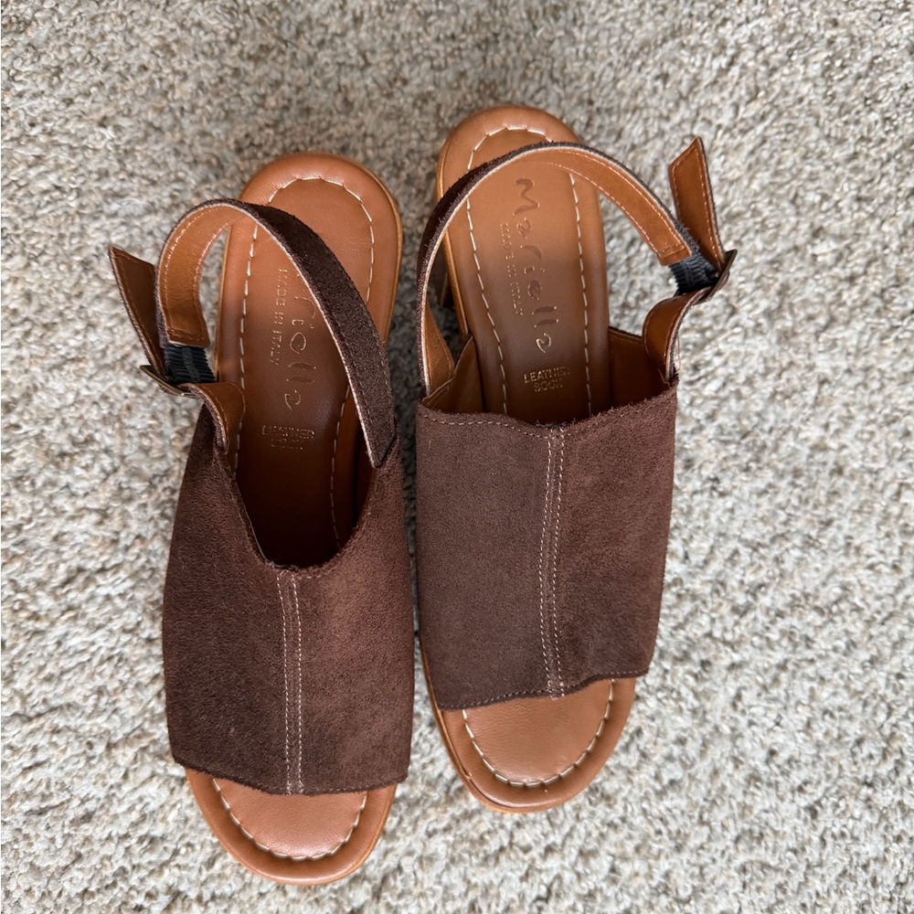 Mariella Brown Suede Leather Sandals